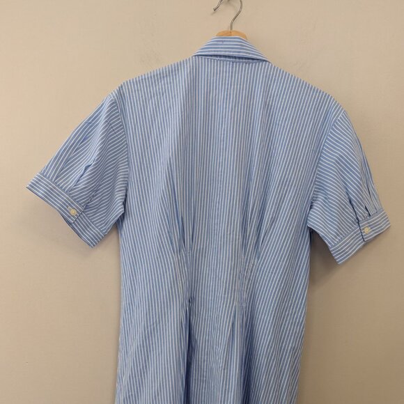 Loft Striped Poplin Shirt Dress Tailored Preppy Midi Blue White - Picture 6 of 12